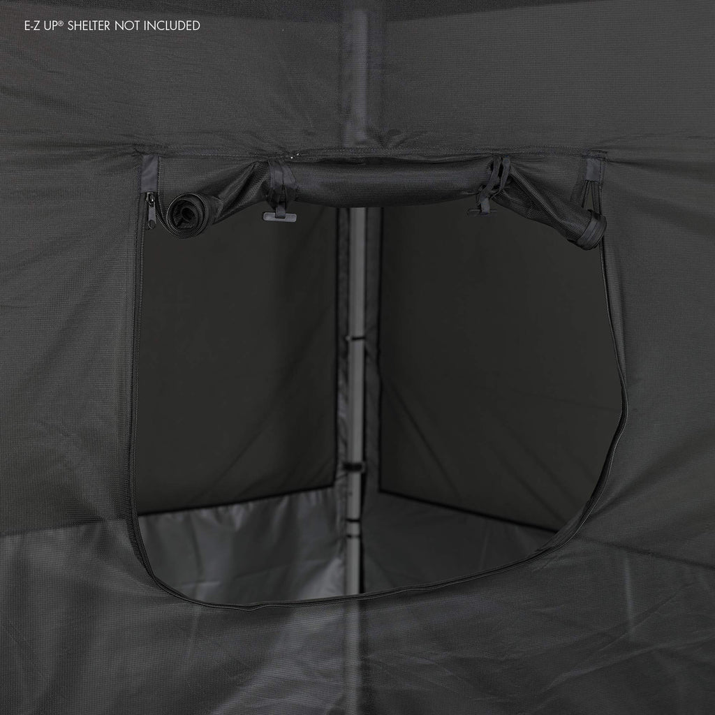 Food booth sidewall kit set of 4 fits 10x10 straight leg canopy tent with 2 serving windows black mesh