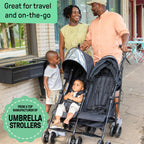 3Dlite Lightweight Folding Side by Side Double Stroller with 5 Point Harness for Infants Toddlers Black