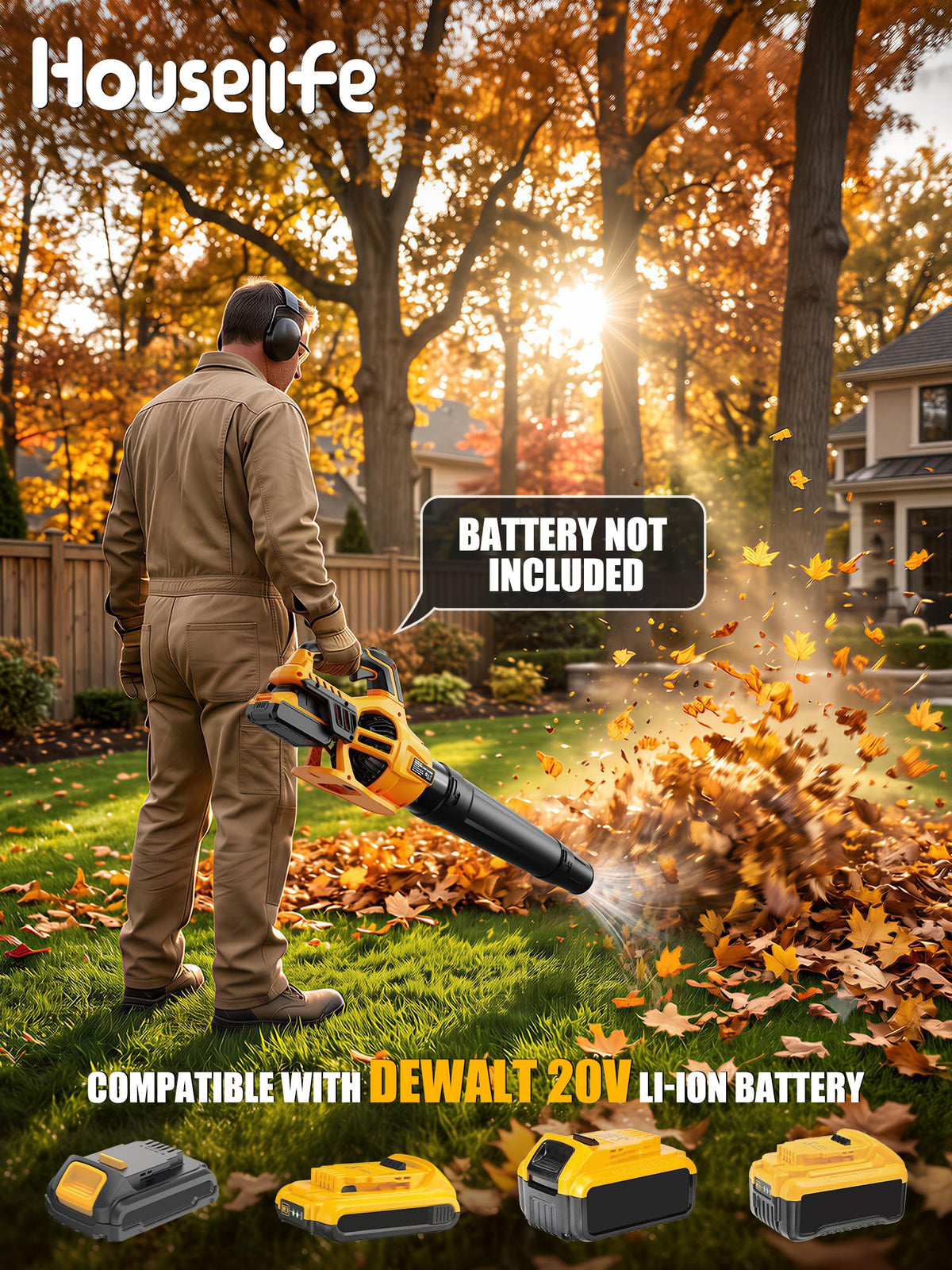 800 CFM Cordless Leaf Blower Compatible with 20V MAX Battery Powerful Lightweight for Yard Garden Driveway