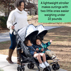 3Dlite Lightweight Folding Side by Side Double Stroller with 5 Point Harness for Infants Toddlers Black