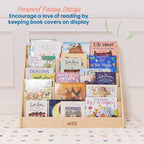 Single Sided Wooden Book Display Shelf for Kids Classroom, 5 Shelves