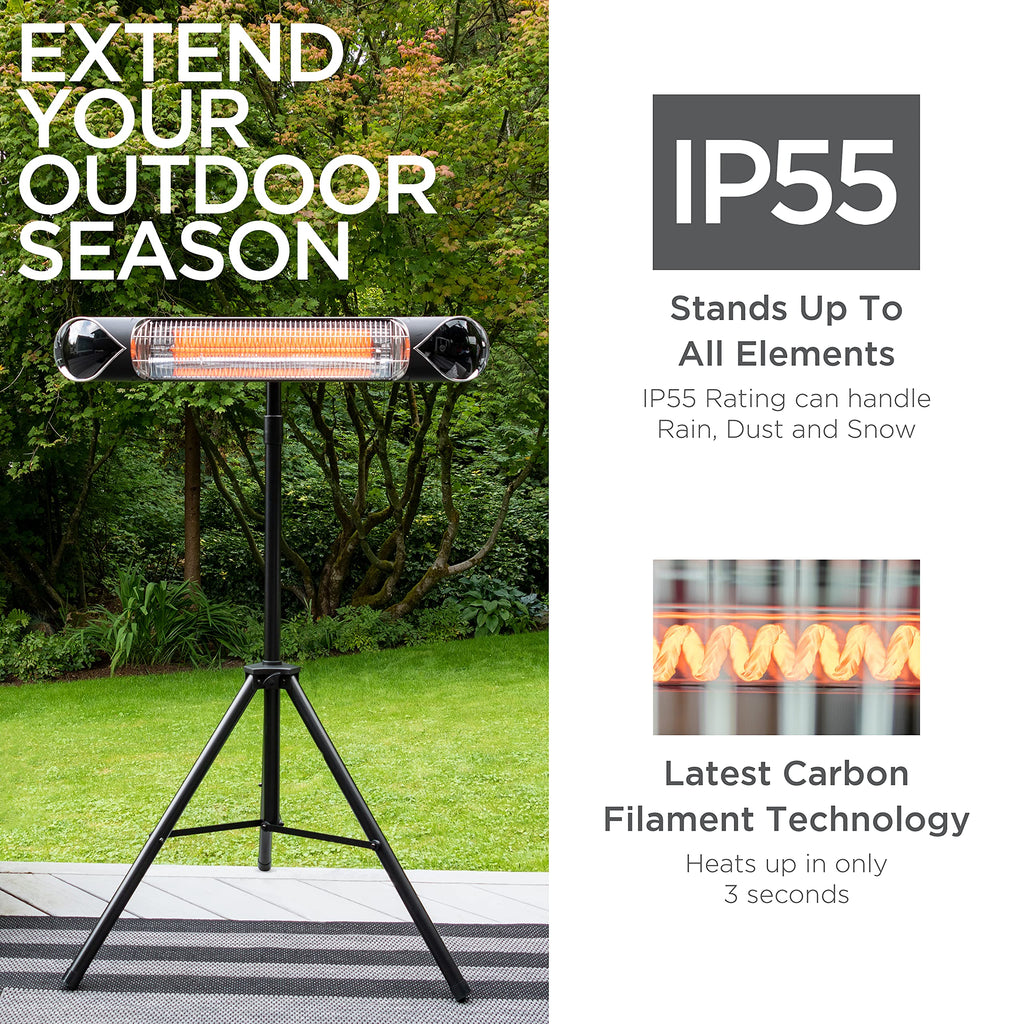 Infrared Electric Patio Heater Indoor Outdoor Portable Wall Garage Heater 1500W Stand Mount to Ceiling or Wall