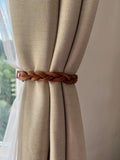 Leather Braided Curtain Tie Back with Brass or Nickel Plated Trigger Hook Clasp