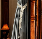Handmade Macrame Curtain Tiebacks, Boho Leaf Curtain Holdbacks, Cotton Window Treatment, 32 Colors, Size M/L
