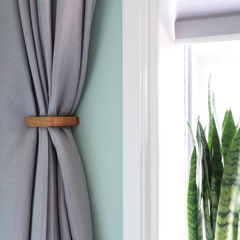 Wooden curtain tie-backs/holdbacks, minimalist style