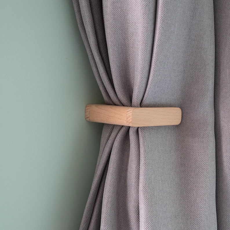Wooden curtain tie-backs/holdbacks, minimalist style