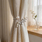 Lily of the Valley Curtain Tieback, Gold Pearl Drape Holdback, Floral Bow Clip