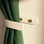 White Curtain Holdbacks with Brass Fittings – Wooden Curtain Tie Backs, Wall Mounted, Modern Minimalist Design