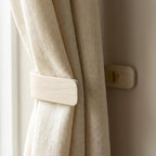 White Curtain Holdbacks with Brass Fittings – Wooden Curtain Tie Backs, Wall Mounted, Modern Minimalist Design