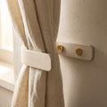 White Curtain Holdbacks with Brass Fittings – Wooden Curtain Tie Backs, Wall Mounted, Modern Minimalist Design