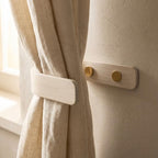 White Curtain Holdbacks with Brass Fittings – Wooden Curtain Tie Backs, Wall Mounted, Modern Minimalist Design