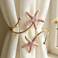 Enamel Starfish Curtain Tiebacks, Coastal Nautical Holdbacks, Beach House Decor