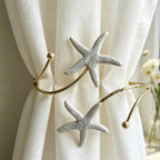 Enamel Starfish Curtain Tiebacks, Coastal Nautical Holdbacks, Beach House Decor