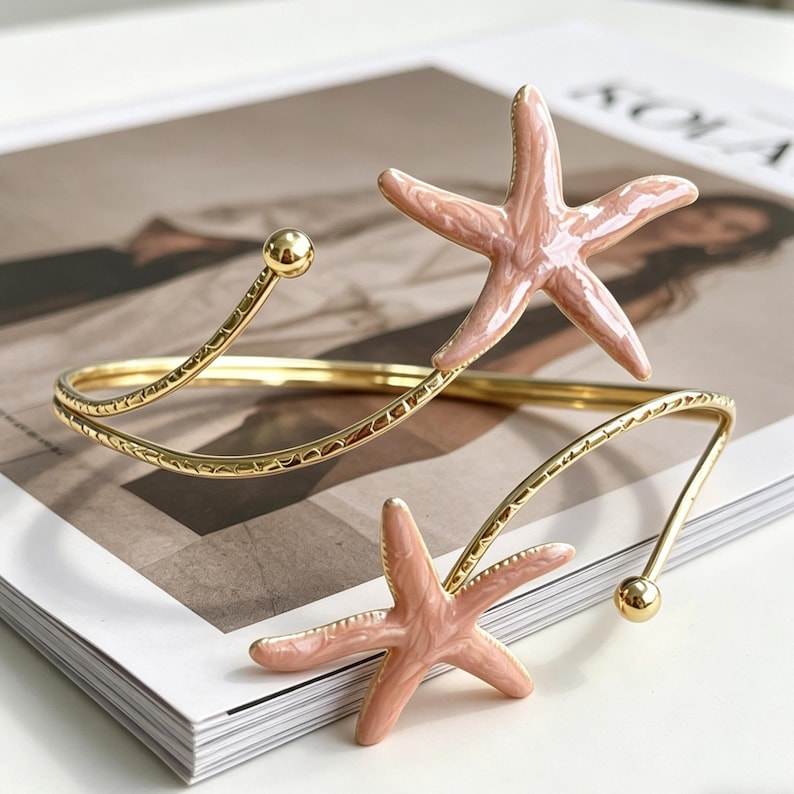 Enamel Starfish Curtain Tiebacks, Coastal Nautical Holdbacks, Beach House Decor