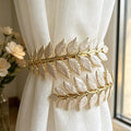 Gold Metal Laurel Leaf Curtain Tiebacks, Set of 2, 4.7in, Polished Enamel Finish