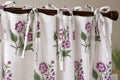 Pink Floral Hand Block Printed Cotton Curtain Panel – Botanical Window Drape in Pink and Green