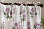 Pink Floral Hand Block Printed Cotton Curtain Panel – Botanical Window Drape in Pink and Green