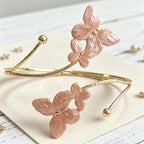 Gold Enamel Butterfly Curtain Tiebacks, Pink Metal Holdbacks for Light to Medium-Weight Curtains, Open-Loop Style, 2 Pack