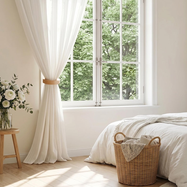 Wooden Magnetic Curtain Holders, Boho Curtain Tiebacks, Rustic Handmade Curtain Clips, Natural Solid Wood, Set of 2