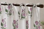 Pink Floral Hand Block Printed Cotton Curtain Panel – Botanical Window Drape in Pink and Green