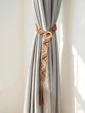 Handmade Macrame Curtain Tiebacks, Boho Leaf Curtain Holdbacks, Cotton Window Treatment, 32 Colors, Size M/L