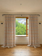 Jacquard Curtain Panel Linen Blend Farmhouse Kitchen Nursery Window Drapes