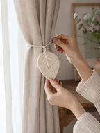 Handmade Macrame Leaf Curtain Tieback Woven Boho Window Drapery Holder for Living Room Bedroom