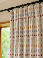 Jacquard Curtain Panel Linen Blend Farmhouse Kitchen Nursery Window Drapes