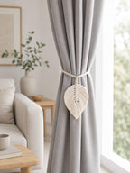Handmade Macrame Leaf Curtain Tieback Woven Boho Window Drapery Holder for Living Room Bedroom