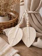 Handmade Macrame Leaf Curtain Tieback Woven Boho Window Drapery Holder for Living Room Bedroom