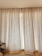 Ivory floral embroidered sheer curtains, botanical lace curtains, light-filtering design