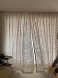 Ivory floral embroidered sheer curtains, botanical lace curtains, light-filtering design