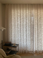 Ivory floral embroidered sheer curtains, botanical lace curtains, light-filtering design