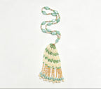 Handmade Beaded Curtain Tieback, Jade-Toned Oriental Tassel Window Decor, 25.59 Inches, 218.5g