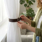 Handmade Crazy Horse Leather Curtain Tie Back, Genuine Leather Curtain Holder, Boho Home Decor Drape Holder