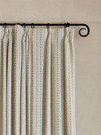 Blue Rust Cream Striped Woven Curtain Panels, Textured Boho Japandi Farmhouse Drapes, 60% Light Blocking, Sold Individually